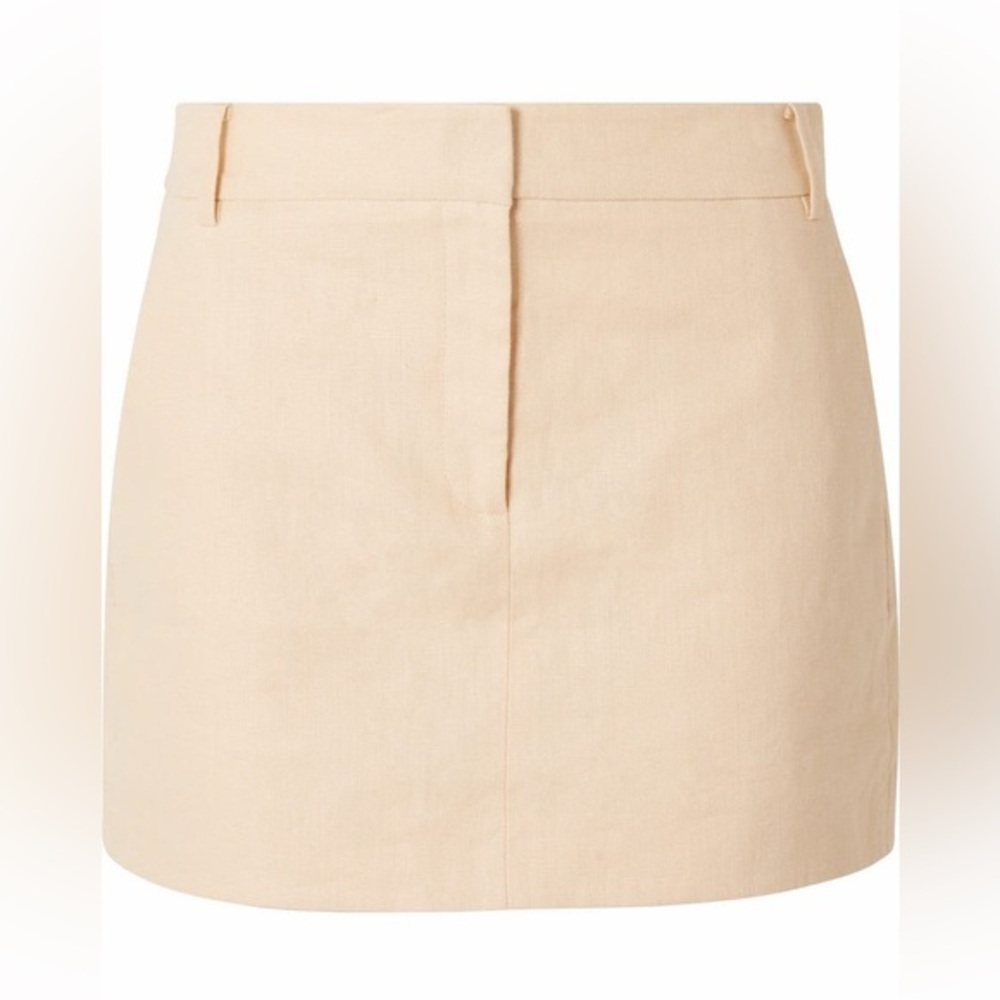 NWT Tibi Linen Canvas Mini Trouser Skirt Biscotti Beige‎ Size 4